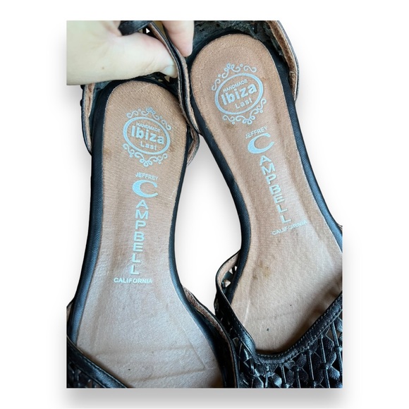 Jeffrey Campbell Black Leather Woven Ankle Strap Flats Size 9 - Picture 8 of 10